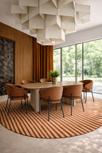 Quito - Table Set 220Cm - Tweed Fabric/Wood Effect - Brick/Natural