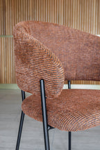 Quito - Table Set 220Cm - Tweed Fabric/Wood Effect - Brick/Natural