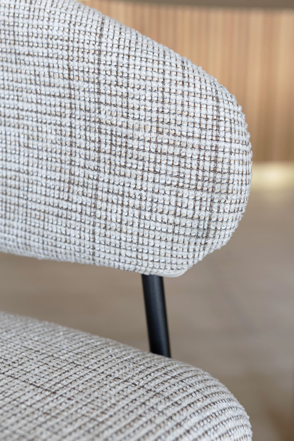 Quito - Table Set 220Cm - Tweed Fabric/Wood Effect - Latte/Natural