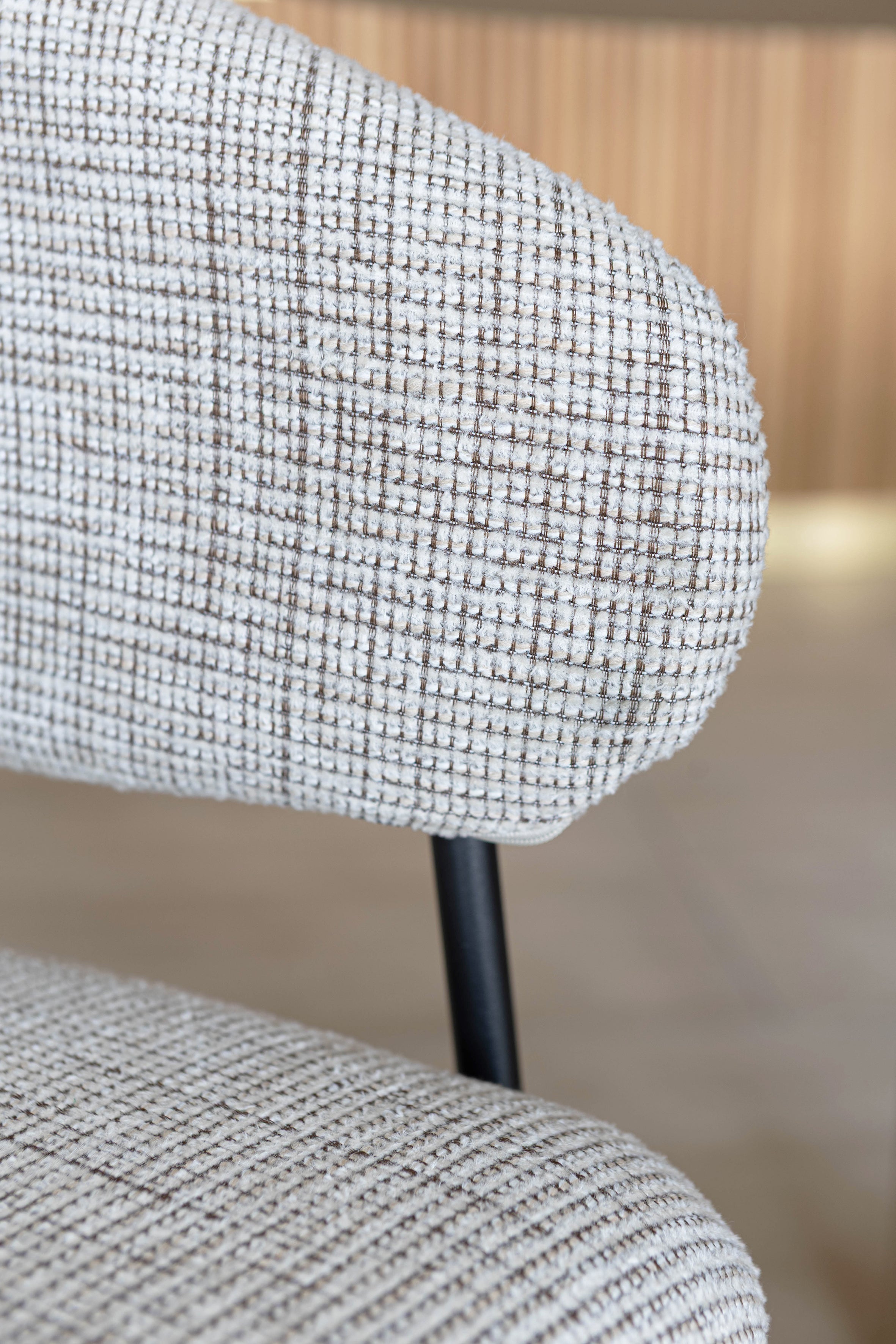 Quito - Table Set 220Cm - Tweed Fabric/Wood Effect - Latte/Natural