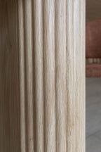Quito - Table Set 220Cm - Tweed Fabric/Wood Effect - Latte/Natural