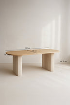 Quito - Table Set 220Cm - Tweed Fabric/Wood Effect - Latte/Natural