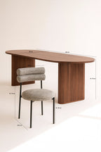 Gina - Ensemble Table Ovale + 6 Chaises - Tweed/Métal - Noir/Moka