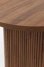 Gina - Ensemble Table Ovale + 6 Chaises - Tweed/Métal - Noir/Moka