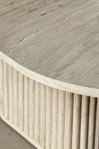 Susan - Table Basse Carré - Effet Travertin - Naturel