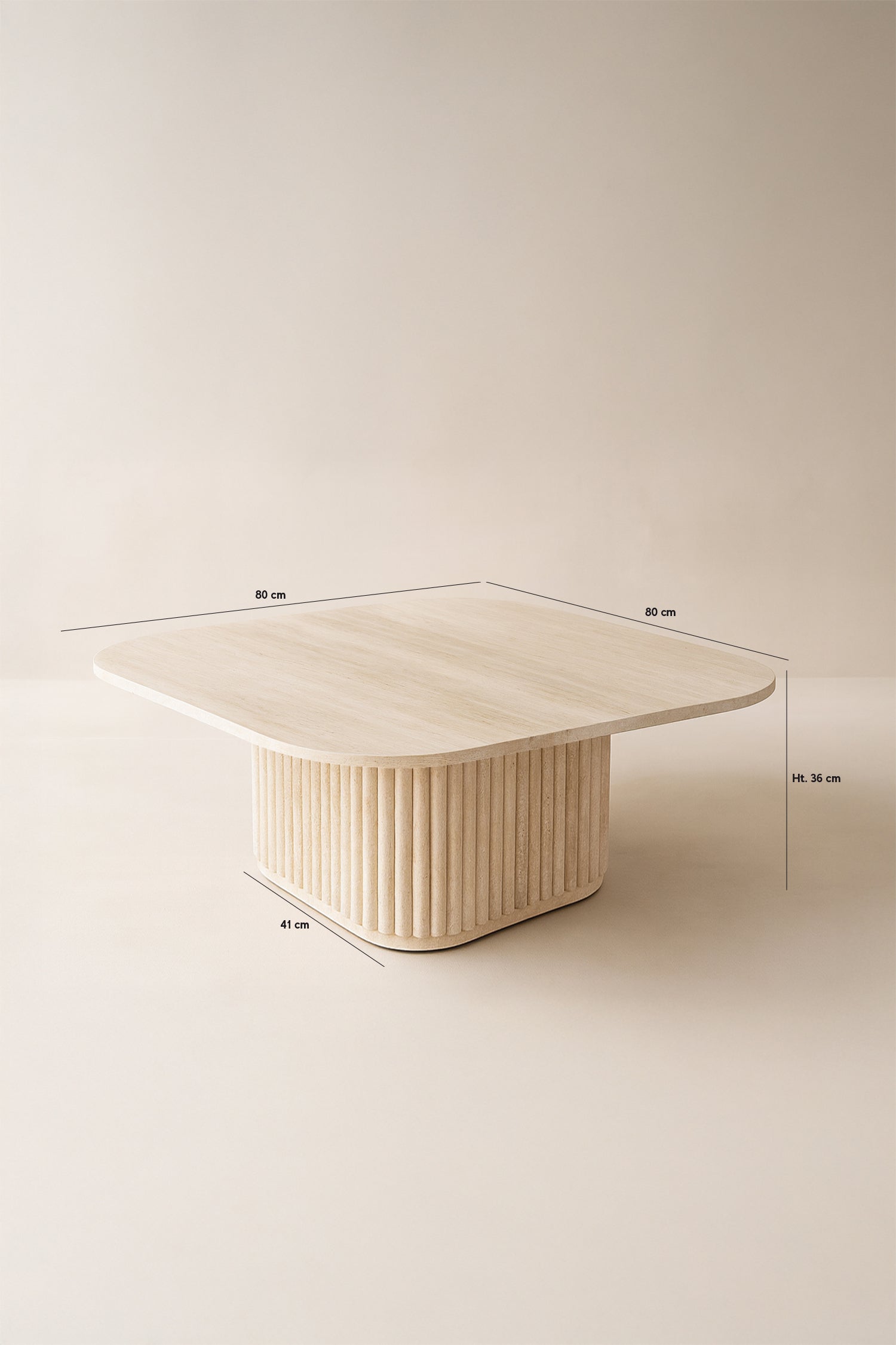 Susan - Table Basse Carré - Effet Travertin - Naturel
