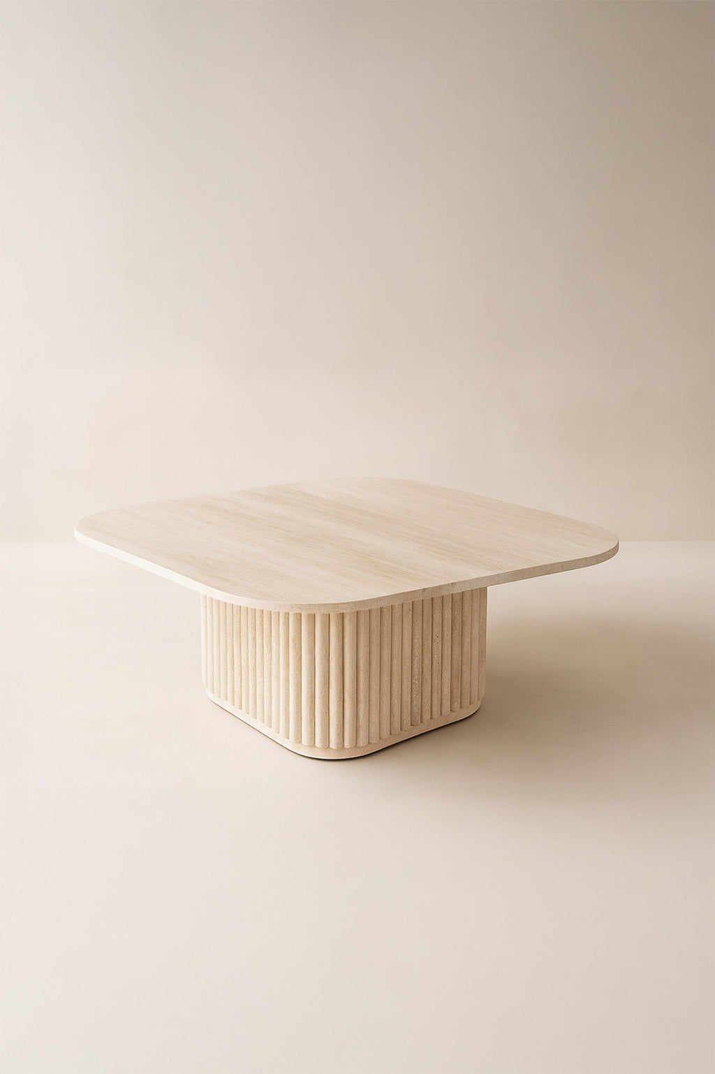 Susan - Table Basse Carré - Effet Travertin - Naturel