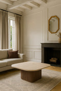Esther - Square Coffee Table with Natural Travertine Effect