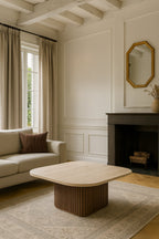 Esther - Square Coffee Table with Natural Travertine Effect