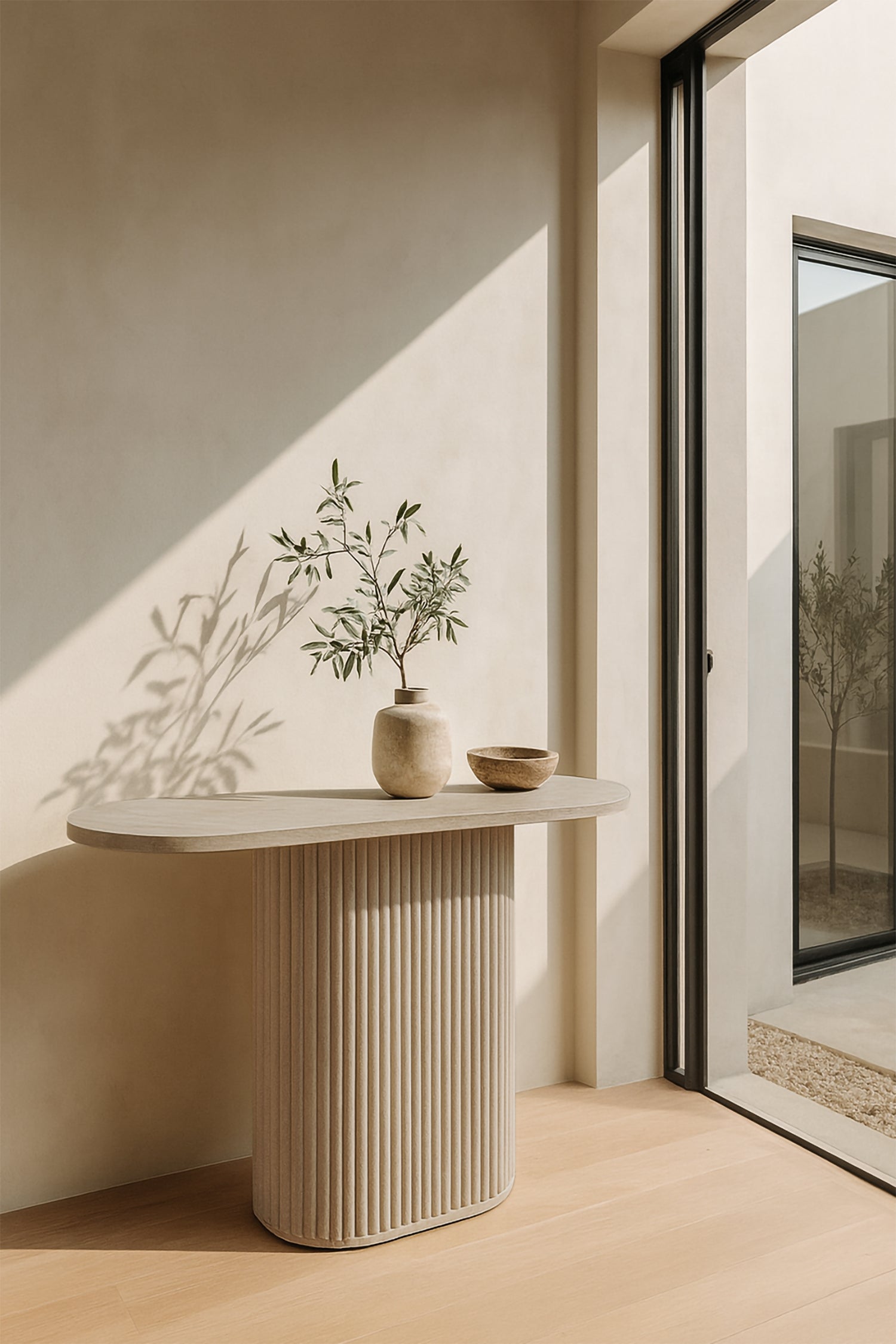 Inaya Console - Natural Travertine Effect Mdf