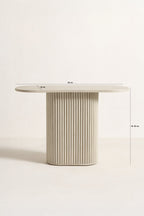 Inaya - Console Ovale - Effet Travertin - Naturel