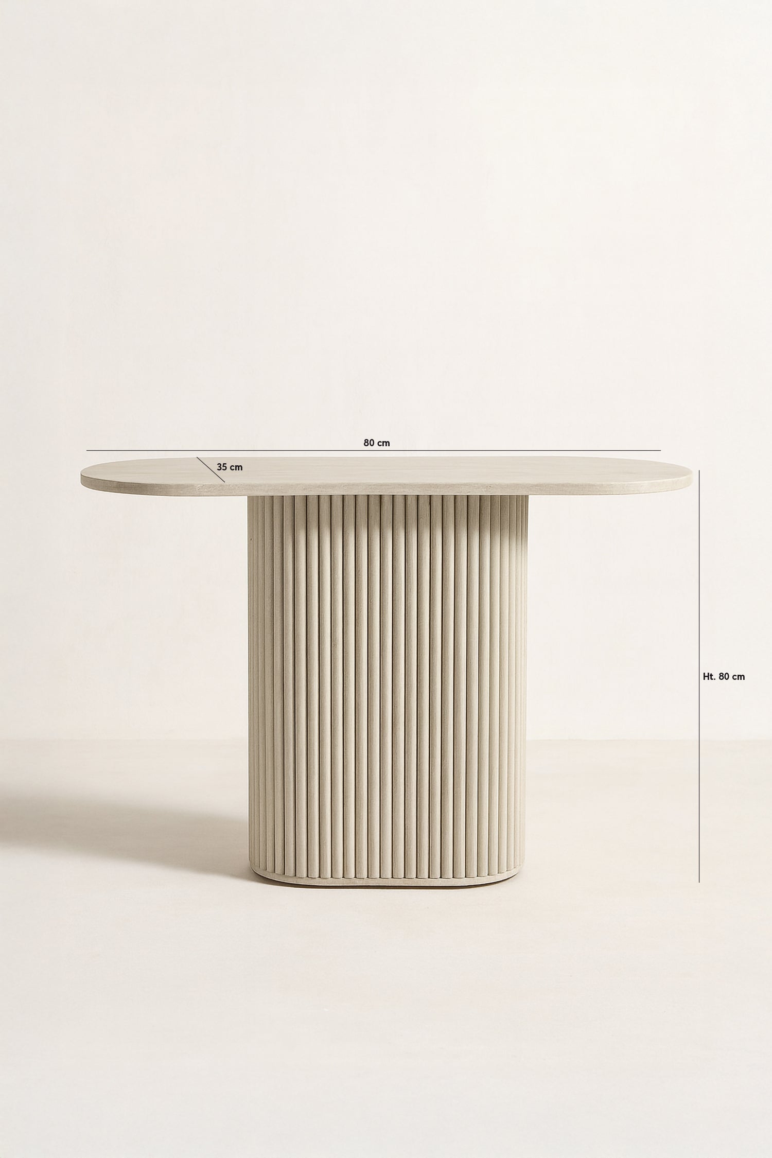 Inaya - Console Ovale - Effet Travertin - Naturel