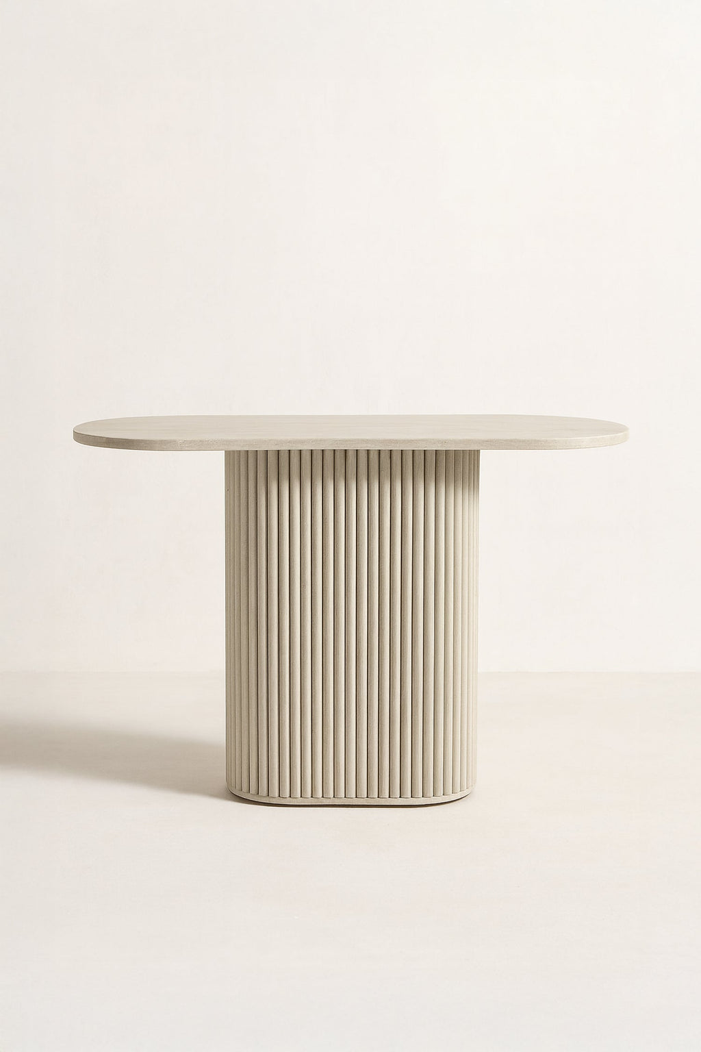 Inaya - Console Ovale - Effet Travertin - Naturel