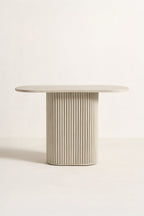Inaya - Console Ovale - Effet Travertin - Naturel