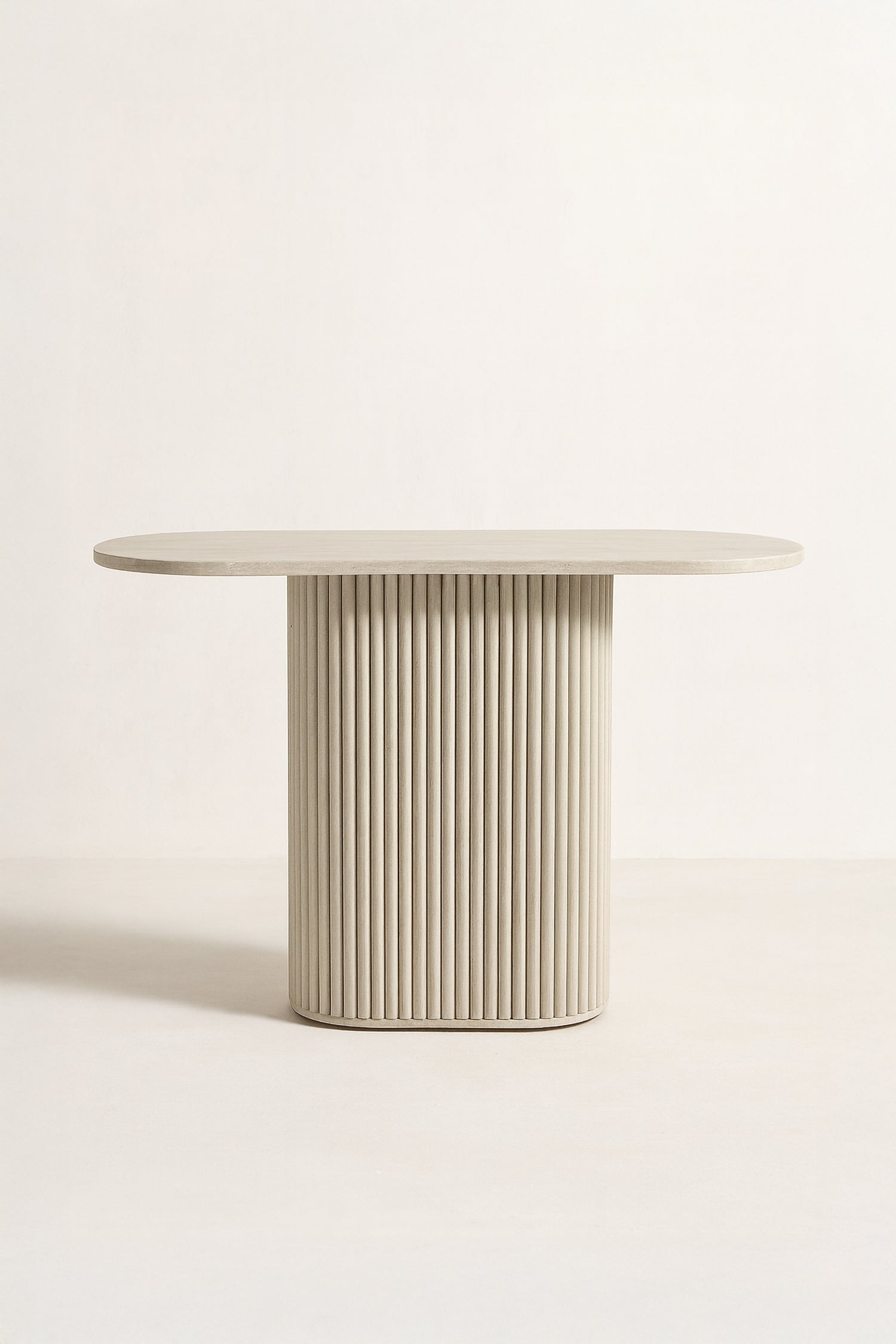 Inaya - Console Ovale - Effet Travertin - Naturel