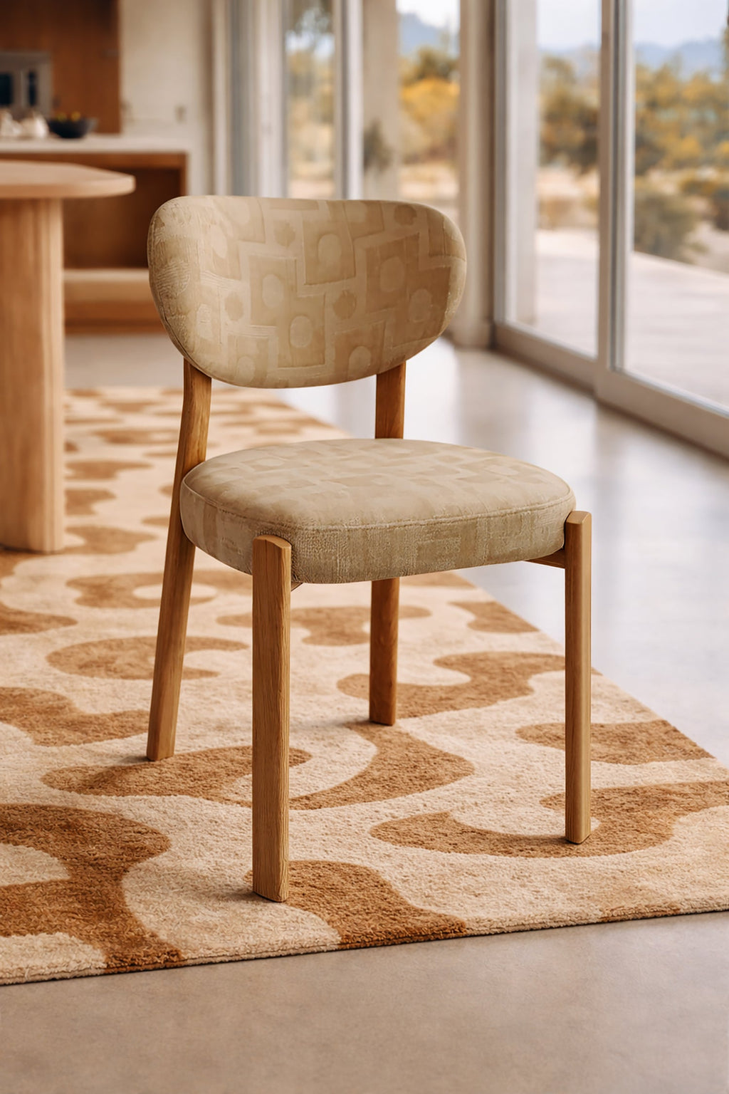 Suzie - Table Set 220Cm - Wood/Fabric Effect - Beige/Natural
