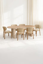 Suzie - Table Set 220Cm - Wood/Fabric Effect - Beige/Natural