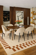 Leonie - Ensemble Table + 6 Chaises  - Tissu/Mdf - Ecru