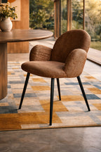 Ginette - Ensemble Table Extensible + 6 Fauteuils - Tissu - Terracotta