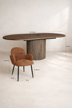 Ginette - Ensemble Table Extensible + 6 Fauteuils - Tissu - Terracotta