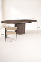 Colette - Ensemble Table Extensible + 6 Fauteuils - Tissu/Mdf - Beige