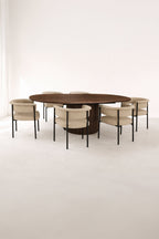 Colette - Ensemble Table Extensible + 6 Fauteuils - Tissu/Mdf - Beige