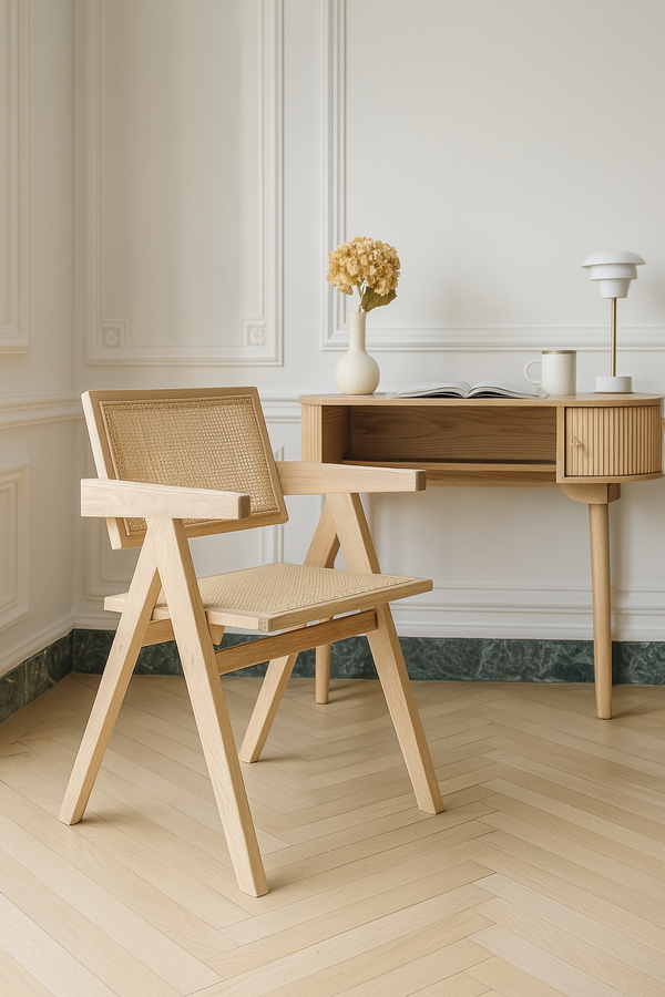 Hector - Sillón de Oficina - Madera de Pino/Ratán