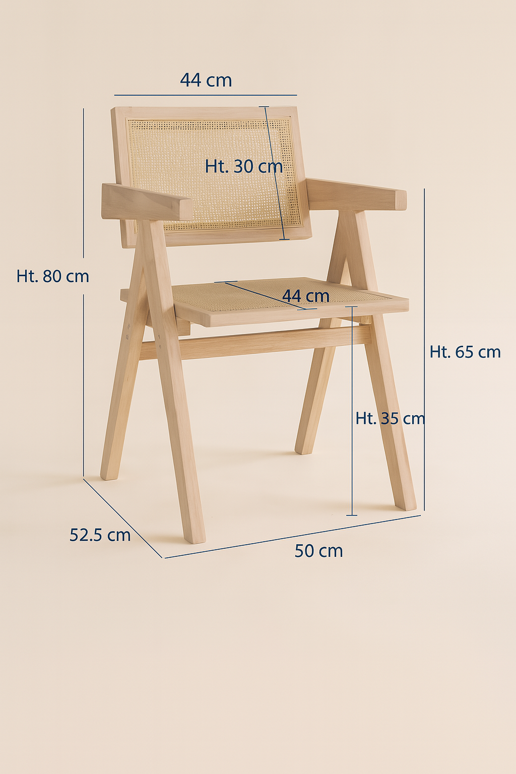 Hector - Fauteuil Bureau - Bois De Pin/Rotin