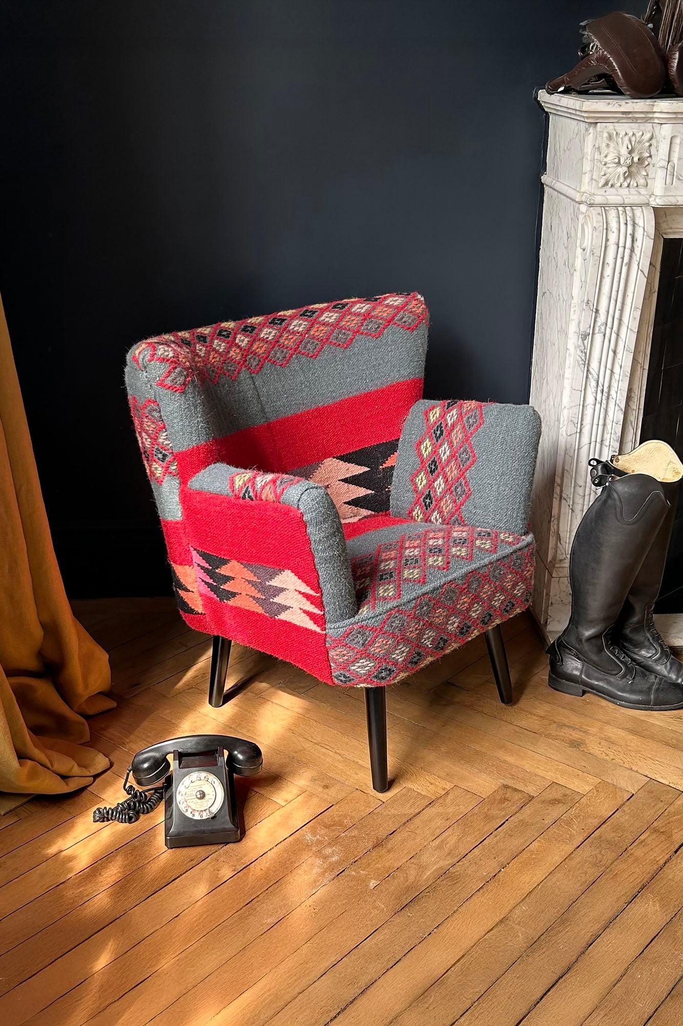 Inca Armchair - Fabric And Wood
