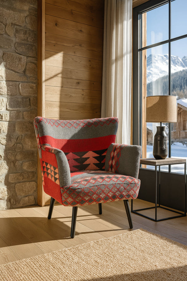 Inca - Fauteuil - Kilim/Bois - Noir