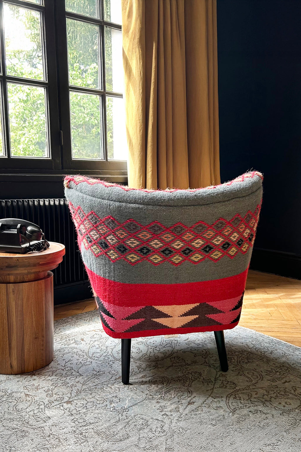 Inca - Fauteuil - Kilim/Bois - Noir