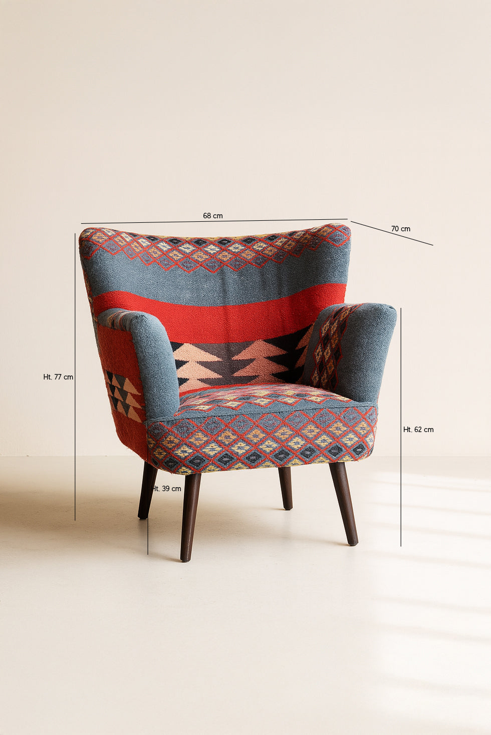 Inca - Fauteuil - Kilim/Bois - Noir