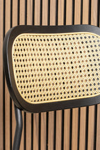 Set of 2 Nosara Chairs - Rattan, Wood, Metal and Corduroy - Black