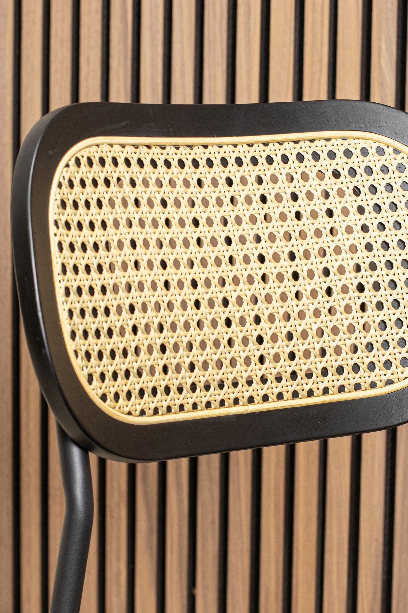 Set of 2 Nosara Chairs - Rattan, Wood, Metal and Corduroy - Black