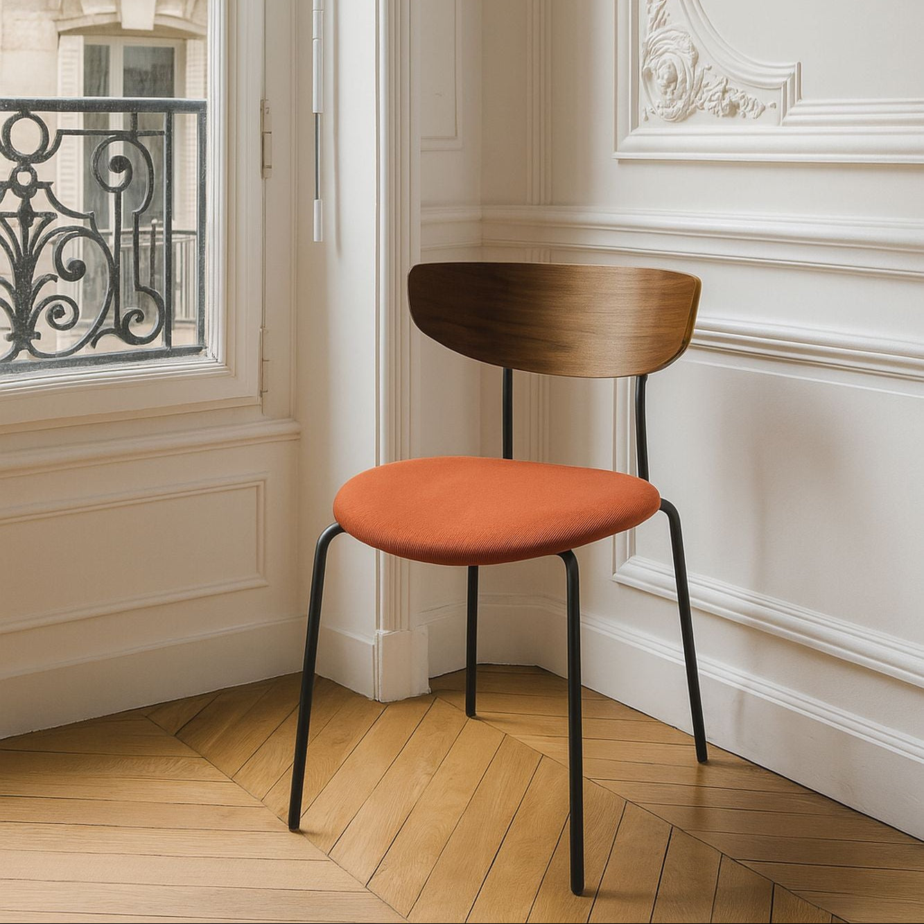 Riva - Lot De 2 Chaises - Velours/Métal/Bois - Terracotta