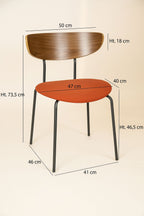 Riva - Lot De 2 Chaises - Velours/Métal/Bois - Terracotta