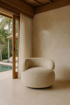 Glove Swivel Armchair In Textured Velvet - Beige
