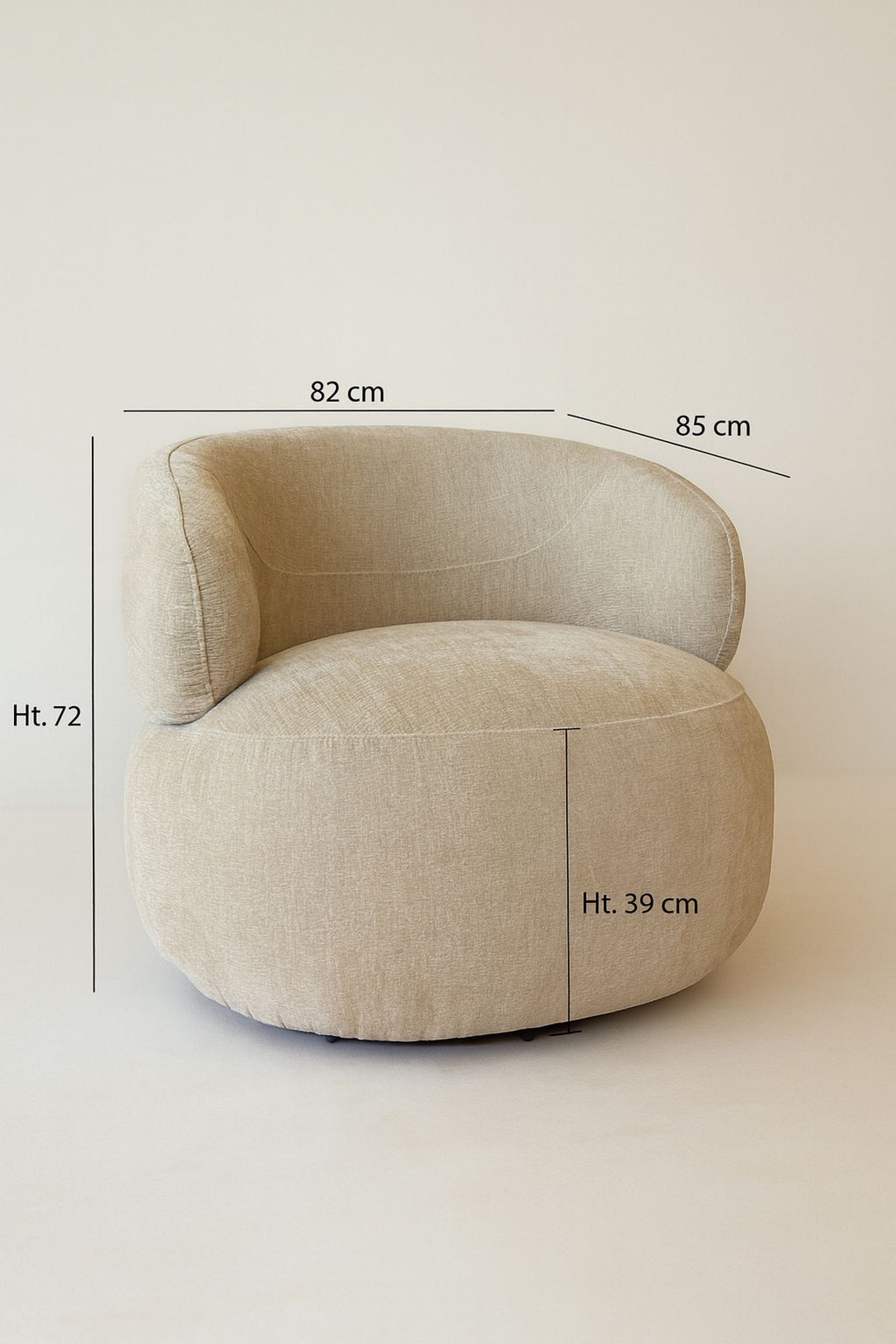 Glove Swivel Armchair In Textured Velvet - Beige