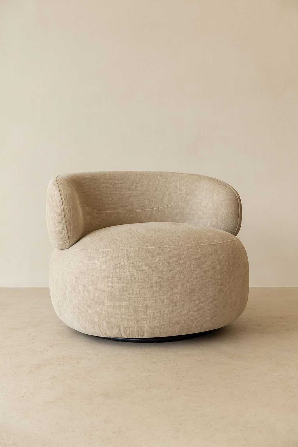 Glove Swivel Armchair In Textured Velvet - Beige