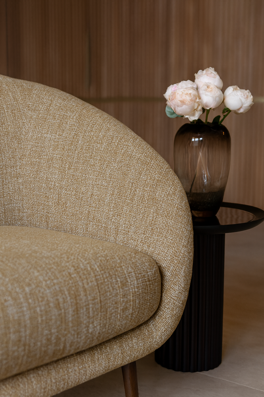 Sixties Swivel Armchair - Tweed Fabric - Yellow Ocher