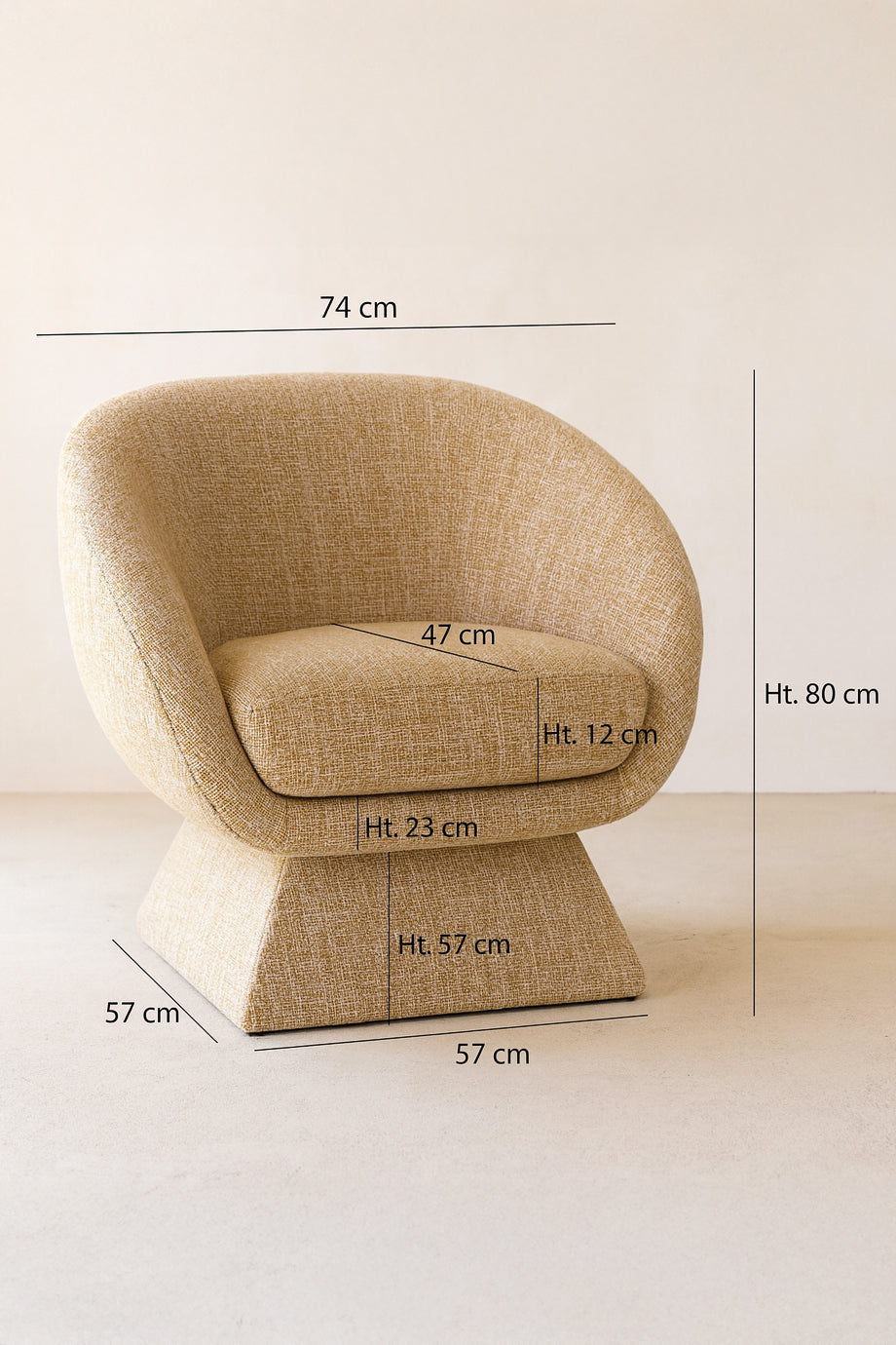 Sixties Swivel Armchair - Tweed Fabric - Yellow Ocher