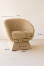 Sixties Swivel Armchair - Tweed Fabric - Yellow Ocher