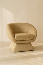 Sixties Swivel Armchair - Tweed Fabric - Yellow Ocher