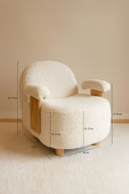 Ulysse - Fauteuil - Bouclette/Bois - Beige