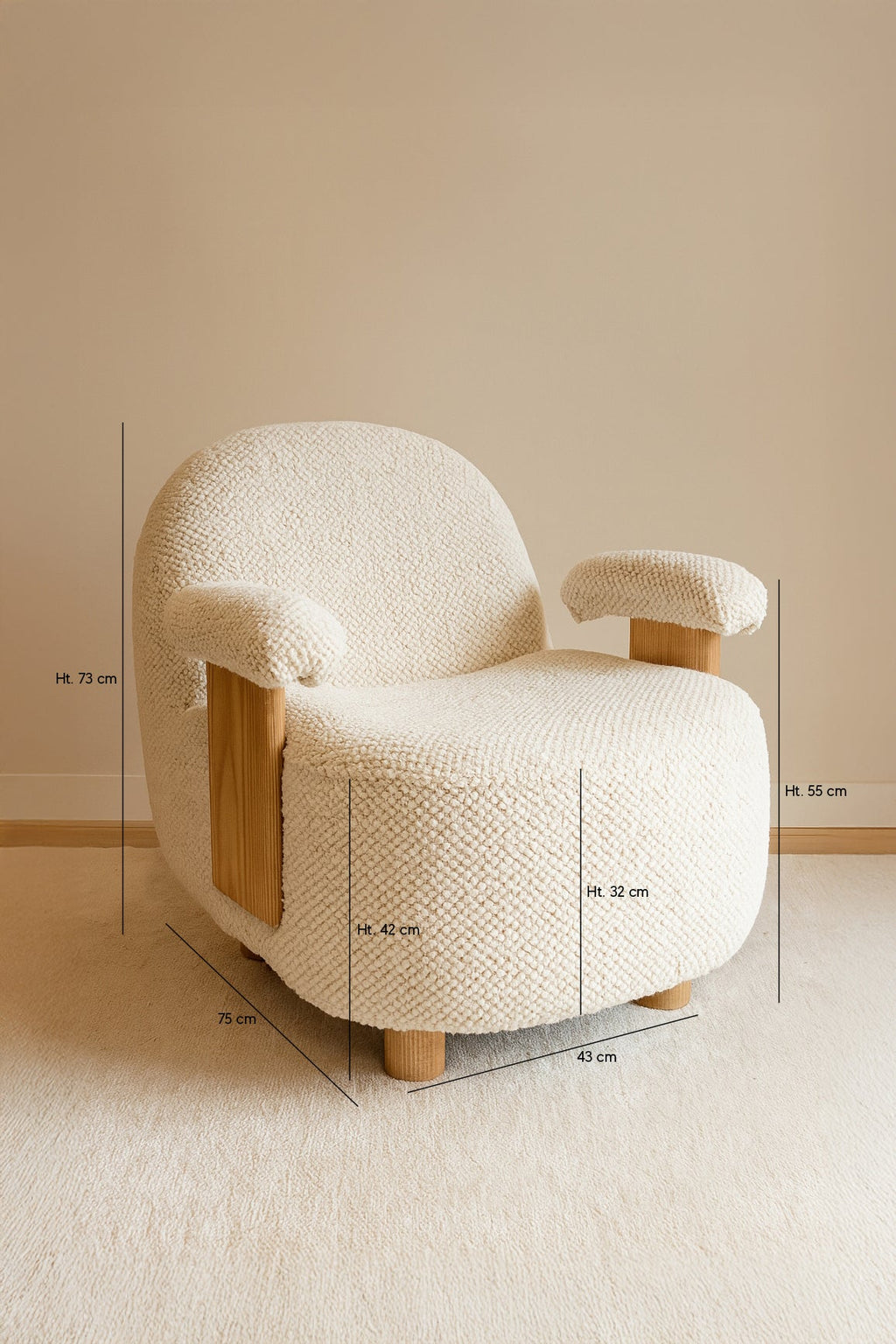 Ulysse Armchair - Bouclette - Ecru