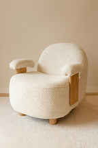 Ulysse - Fauteuil - Bouclette/Bois - Beige
