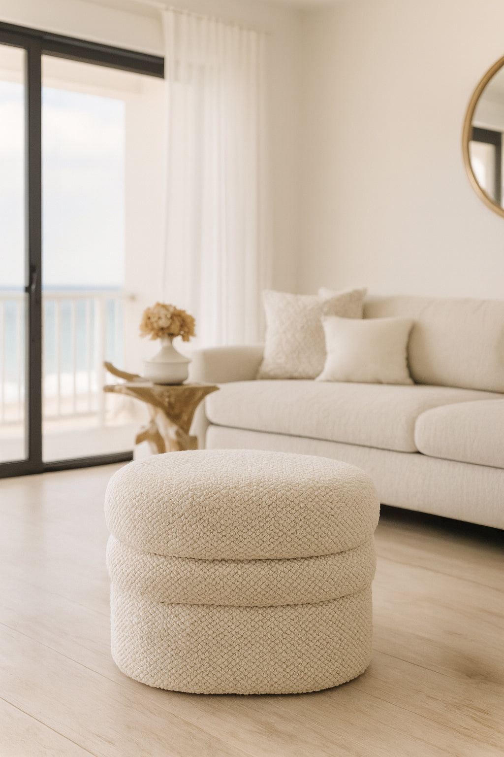 Ulysse Pouf - Bouclette - Ecru