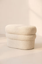 Ulysse - Pouf Oval - Bouclette/Bois - Beige