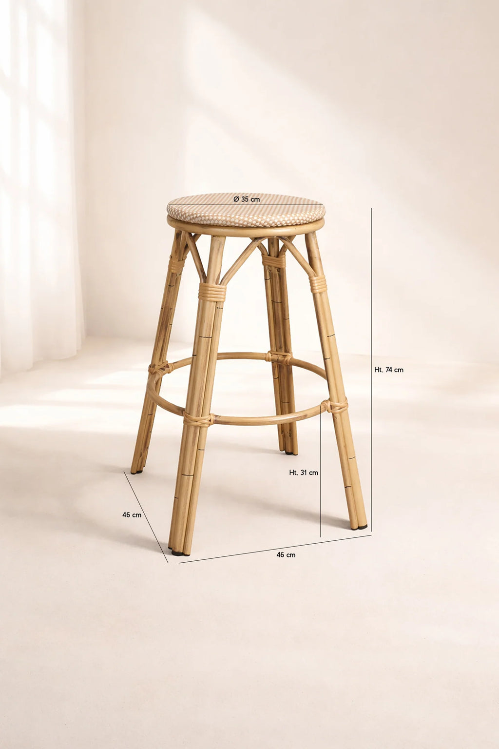 Amalfi - Tabouret Bar - Alu Aspect Rotin/Textilene