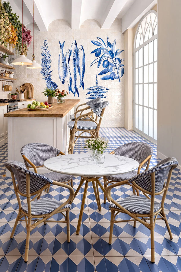 Amalfi - Juego de 2 Sillones de Mesa - Aluminio Efecto Ratán - Azul